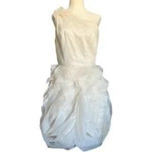 White by Vera Wang one shoulder cream organza mini dress